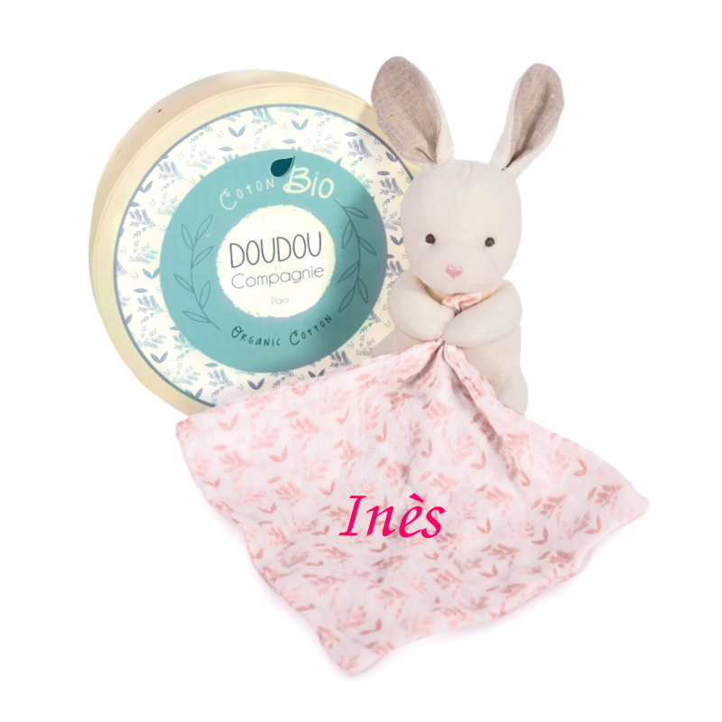 - botanic - plush with comforter organic pink rabbit 15 cm 